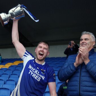 Boom & Platform Hire's Feargal Donoghue presents the Miley Cup to St Patrick's Tommy Kelly